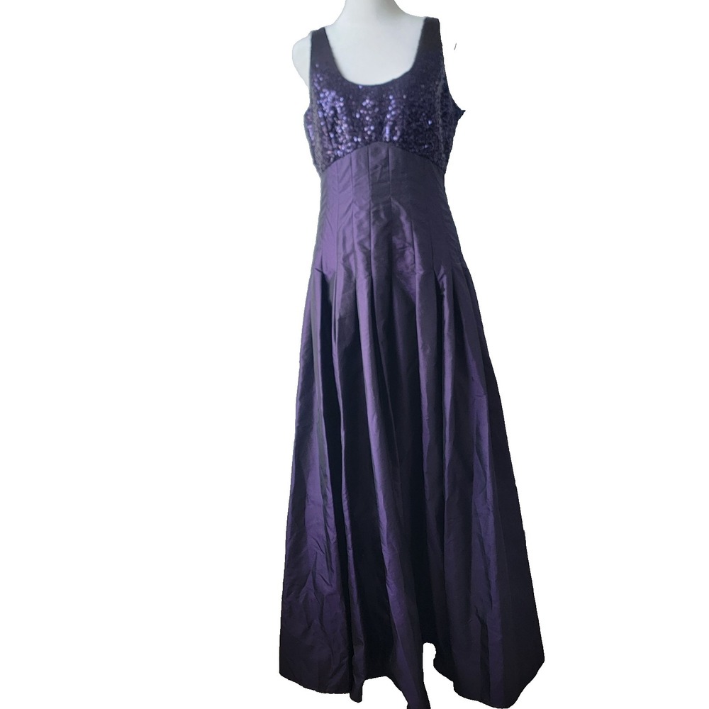 Calvin Klein women Evening Sequin Top Purple Long Dress Sz 6 mother of the bride